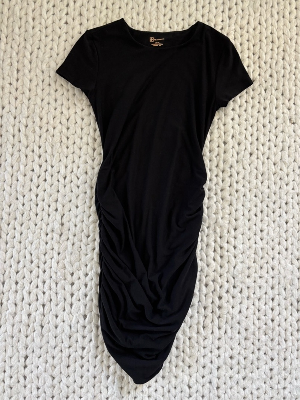 Little Black Ruched Midi Dress